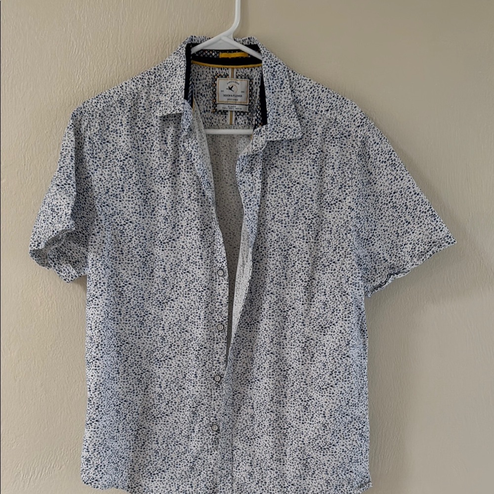 Denim & Flower White and Blue Casual Button Down Shirt